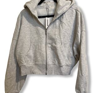 NWT Garage Light cropped Gray Zip-Up Hoodie Size XL